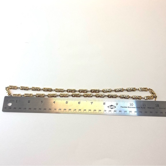 Vintage D’Orlan Gold Tone Greek Key Link Necklace Signed 24” - Picture 6 of 9